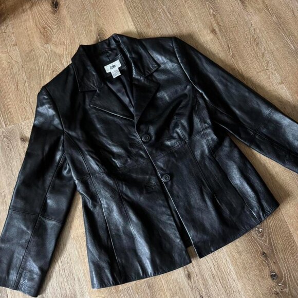 BP Women's Black Genuine Lamb Skin Leather Jacket Size L - Picture 2 of 4